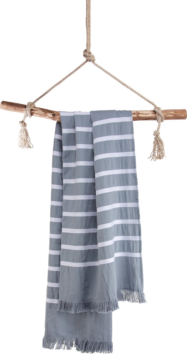 Walra Hamamdoek Fouta Sunny Stripes - Blauw - 100x180 cm