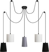 Briloner Leuchten - plafondlamp, 5-lichts, E14 max. 25W, lampenkap: grijs, wit, zwart