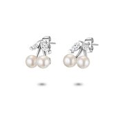 Twice As Nice Oorbellen in zilver, kersen met zirkonia en parels