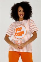 Oranje Popcorn T-shirt La Pèra 100% Katoen Dames - maat L