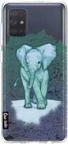 Casetastic Samsung Galaxy A71 (2020) Hoesje - Softcover Hoesje met Design - Emerald Elephant Print