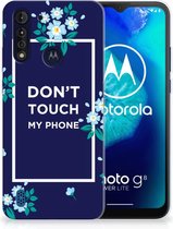 Telefoon Hoesje Motorola Moto G8 Power Lite Leuk TPU Back Case Flowers Blue Don't Touch My Phone