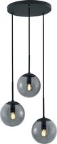 LED Hanglamp - Trion Balina - E14 Fitting - 3-lichts - Rond - Mat Zwart - Aluminium - BSE
