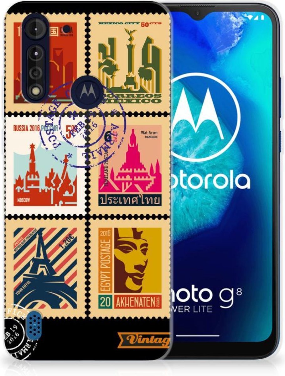 Motorola Moto G8 Power Lite Siliconen Back Cover Postzegels