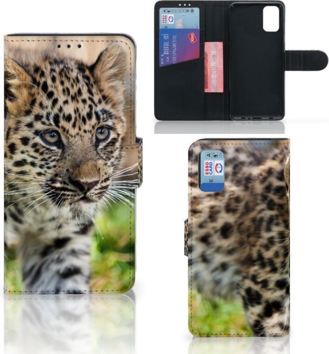 Samsung Galaxy A41 Telefoonhoesje met Pasjes Baby Luipaard