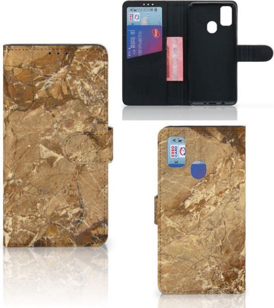 Telefoonhoesje Geschikt voor Samsung Galaxy M21 Book Cover Geschikt voor Samsung M30s Mobiel Case Marmer