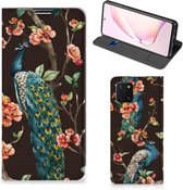 Stand Case Geschikt voor Samsung Galaxy Note 10 Lite Telefoonhoesje Pauw met Bloemen