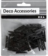Mini wasknijpers, l: 25 mm, b: 3 mm, zwart, 36stuks