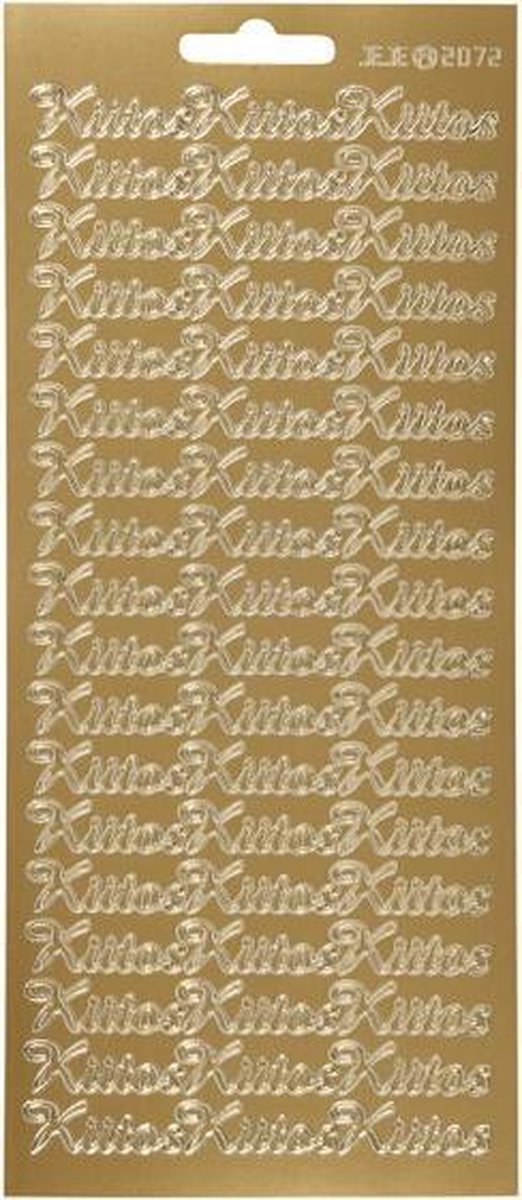 Stickers vel 10x23 cm goud Kiitos 1vel