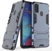 Armor Kickstand Back Cover - Samsung Galaxy M21 Hoesje - Donkerblauw