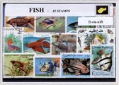 Vissen – Luxe postzegel pakket (A6 formaat) : collectie van 25 verschillende postzegels van vissen – kan als ansichtkaart in een A6 envelop - authentiek cadeau - kado - geschenk -