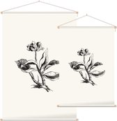Eiloof zwart-wit (Ivy Berries) - Foto op Textielposter - 90 x 135 cm