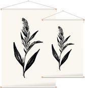 Peperkers zwart-wit (Broad-Leaved Pepperwort) - Foto op Textielposter - 90 x 135 cm