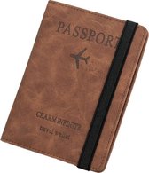 BAZORO® Leren Paspoorthouder - Luxe Paspoort hoesje - Bruin