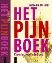 Boek 'Het Pijnboek' met de ondertitel 'Chronische pijn de baas'. Grote letters met de titel op een lichte achtergrond met bloemen.
