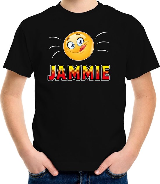 Funny emoticon t-shirt Jammie zwart voor kids -  Fun / cadeau shirt 158/164