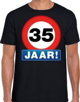 Stopbord 35 jaar verjaardag t-shirt zwart voor heren XL