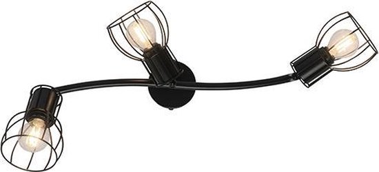 QAZQA botu - Moderne Plafondlamp - 3 lichts - L 63 cm - Zwart - Woonkamer | Slaapkamer | Keuken