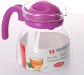 Theepot met paarse deksel en handvat 1,25 liter - Glazen thee/koffie potten - 1250 ml theepot