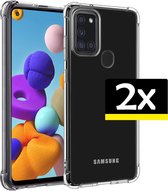 Hoesje Geschikt voor Samsung A21s Hoesje Shockproof Case Siliconen - Hoes Geschikt voor Samsung Galaxy A21s Hoes Cover Siliconen - Transparant - 2 Stuks