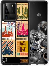 Trendy Telefoonhoesjes Geschikt voor Samsung Galaxy S20 Ultra GSM Hoesje met Zwarte rand Postzegels