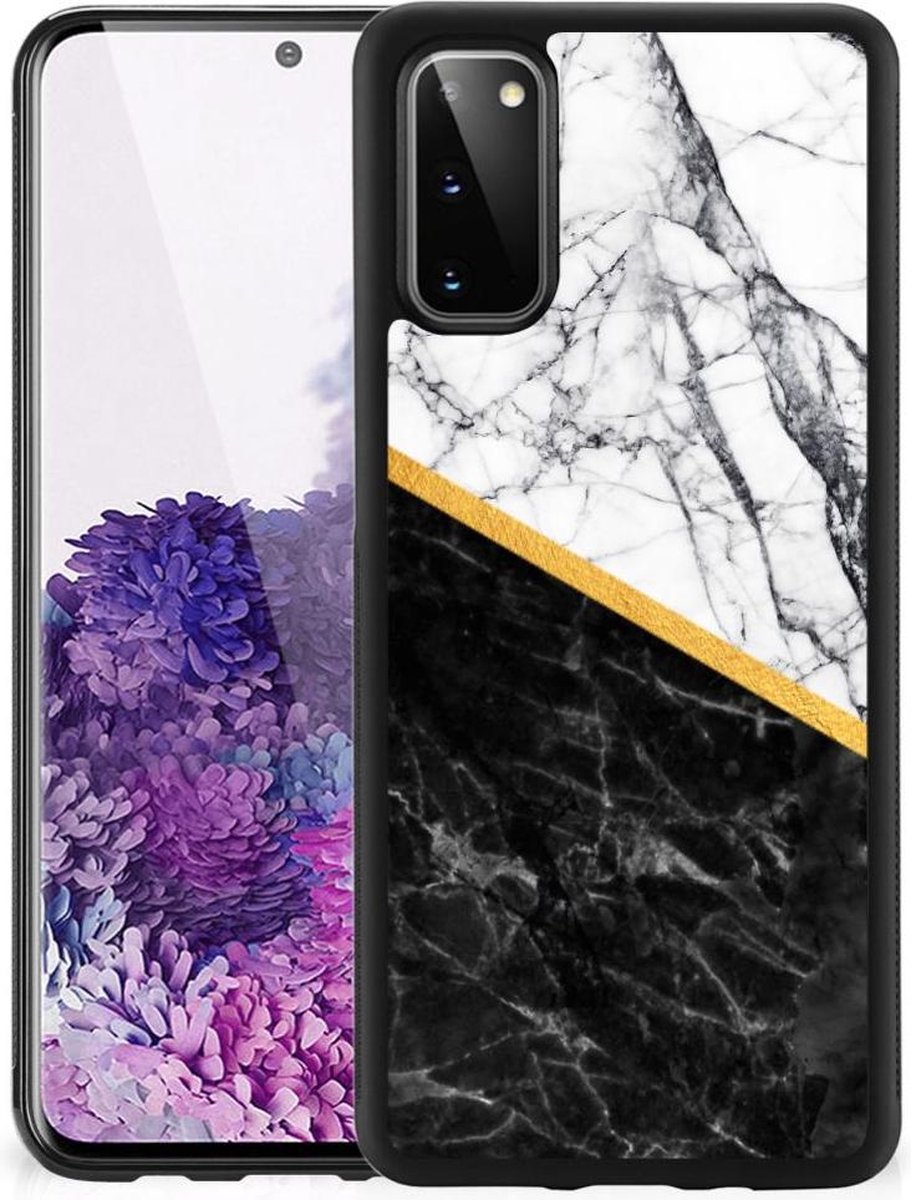 Samsung Galaxy S20 Gripcase Marmer Wit Zwart - Origineel Cadeau Man