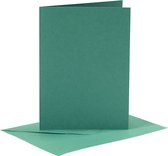 Kaarten en enveloppen, afmeting kaart 10,5x15 cm, afmeting envelop 11,5x16,5 cm, 110+230 gr, donkergroen, 6 set/ 1 doos