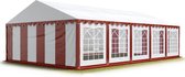 Partytent feesttent 5x10 m tuinpaviljoen -tent PVC 700 N in rood-wit waterdicht