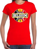 Have fear Belgium is here t-shirt met sterren embleem in de kleuren van de Belgische vlag - rood - dames - Belgie supporter / Belgisch elftal fan shirt / EK / WK / kleding XS