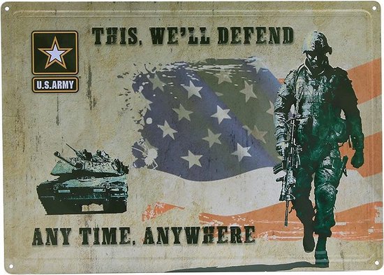 mat gesponsord Bachelor opleiding Metalen wandplaat US Army we will defend - Leger/Army artikelen - Decoratie  wandplaten | bol.com