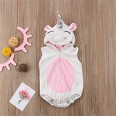 Budino Unicorn Eenhoorn Baby Pyjama Romper - Wit Roze - Maat 62