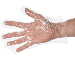 Plastic / Plastieken handschoenen wegwerp - HeroTouch - huishoudhandschoenen wegwerphandschoenen - doos 100 stuks - disposable food gloves plastiek handschoenen poedervrij - one size fits all ( small medium large xl ) doorzichtig