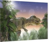 Dinosaurus T-Rex in tropisch woud - Foto op Plexiglas - 90 x 60 cm