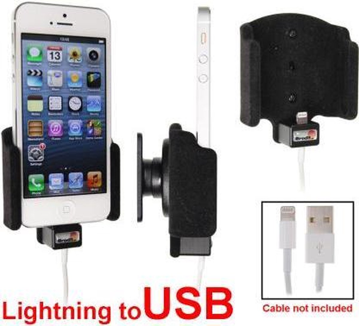 Brodit houder met kabelconnectie v Apple iphone 5 - connector Lightning nr USB