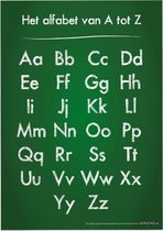 Educatieve poster (Posterpapier) - Taal alfabet groen krijtbord - 50 x 70 cm (B2)