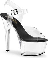 Pleaser - ASPIRE-608 Sandaal met enkelband, Paaldans schoenen - Paaldans schoenen - 41 Shoes - Zwart/Transparant