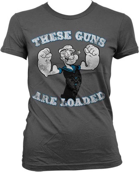 Popeye Dames Tshirt -XXL- These Guns Are Loaded Grijs