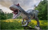 Dinosaurus T-Rex in grasland - Foto op Forex - 60 x 40 cm