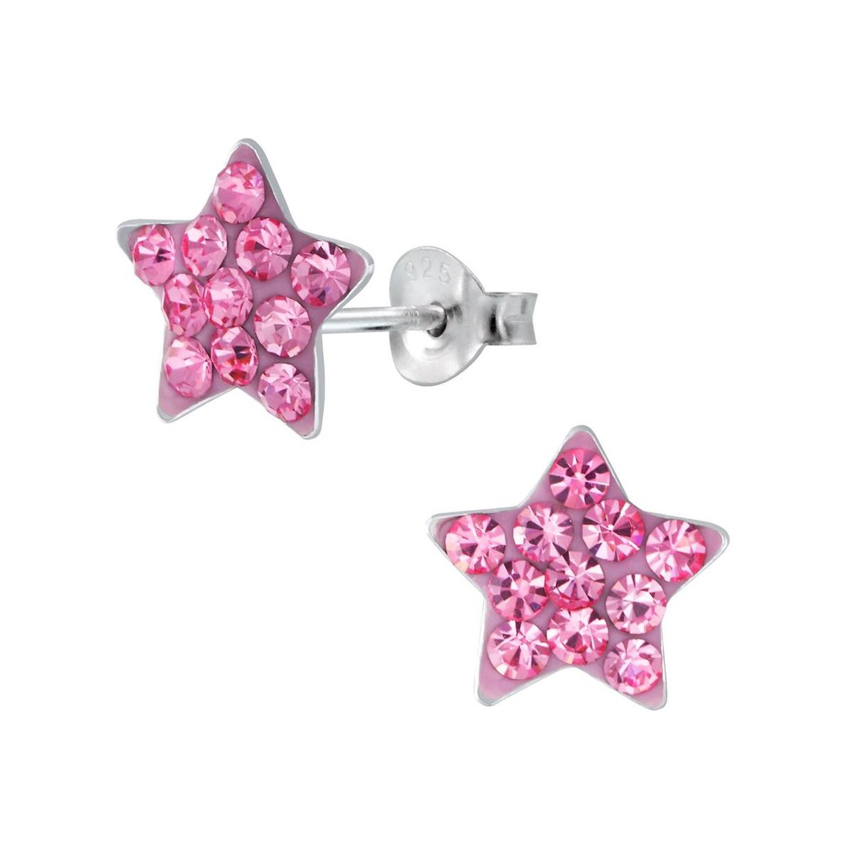 WeLoveSilver - zilveren kinderoorbellen - roze ster - 925 zilver