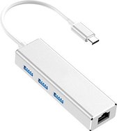 Let op type!! USB-C / Type-C naar Gigabit Ethernet RJ45 & 3 x USB 3.0 Adapter Converter HUB  Computer External Tablet Phone Universal(Silver)