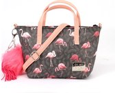 Oh My Pop - Flamingo - Schouder tasje dames - Zwart - Lengte 24cm