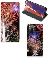 Smartphone Hoesje Kerstcadeau Geschikt voor Samsung Galaxy Note20 Portemonnee hoesje Vuurwerk