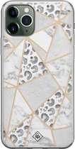 iPhone 11 Pro Max hoesje siliconen - Stone & leopard print | Apple iPhone 11 Pro Max case | TPU backcover transparant
