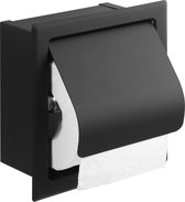 Saqu Essential Toiletrolhouder - Zwart - Inbouw - WC Rolhouder - 15,2x7,2x16,2 cm - WC Papier Houder