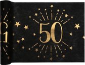 1x Tafelloper 50 jaar verjaardag 30 x 500 cm op rol - Verjaardags versiering 50 jaar tafeldecoraties - Feestartikelen