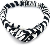 Haarband Twist Zebra Print Zwart Wit