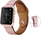 Geschikt voor Apple Watch bandje 42 / 44 / 45 mm - Series 1 2 3 4 5 6 7 SE - Smartwatch iWatch horloge band - 42mm 44mm 45mm - Fungus - PU Leer - Roze - Druksluiting