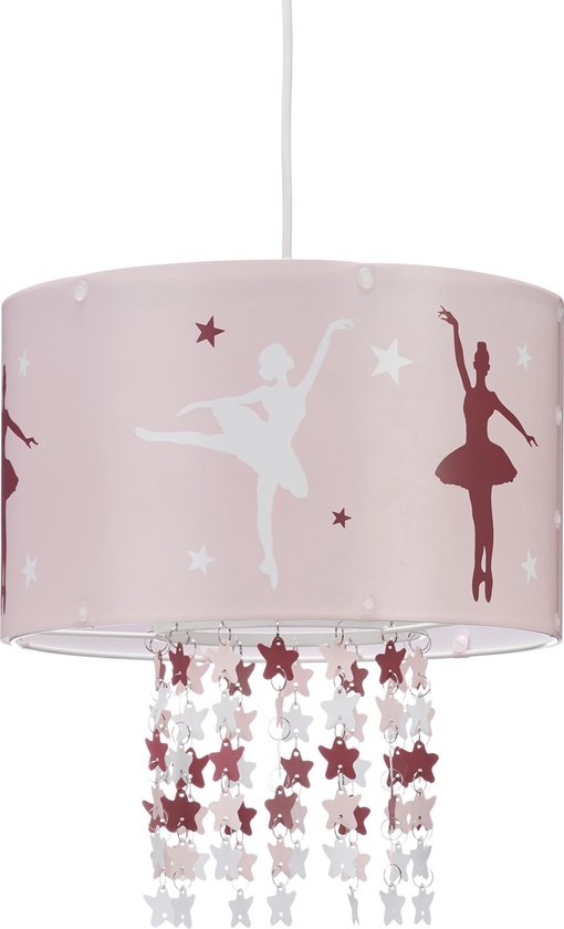 Relaxdays hanglamp meisjes - plafondlamp ballerina - kinderlamp roze - lamp kinderkamer