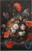 Stilleven met bloemen en een horloge, Abraham Mignon - Foto op Forex - 30 x 45 cm