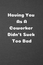 Having You As A Coworker Didn't Suck Too Bad: Blank Lined Journal College Ruled